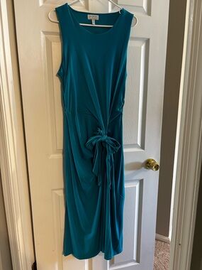 sofia by sofia vergara Teal Sleeveless Maxi Dress with Side Tie